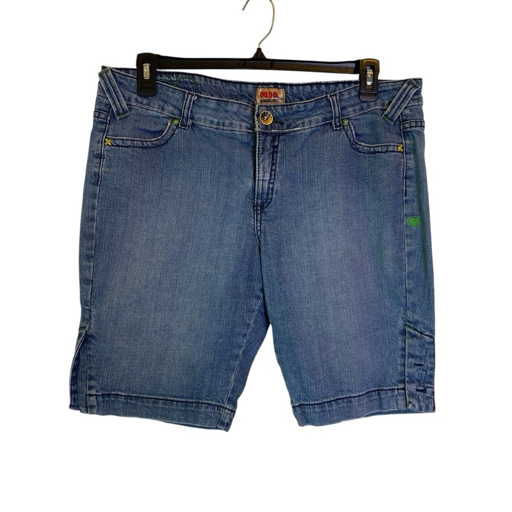Vintage NOBO No Boundaries Juniors 19 Blue Denim Jean Shorts back flap pockets